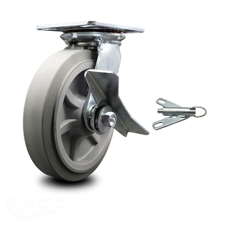 Service Caster 8 Inch Thermoplastic Rubber Caster with Ball Bearing and Brake/Swivel Lock SCC SCC-35S820-TPRBF-SLB-BSL